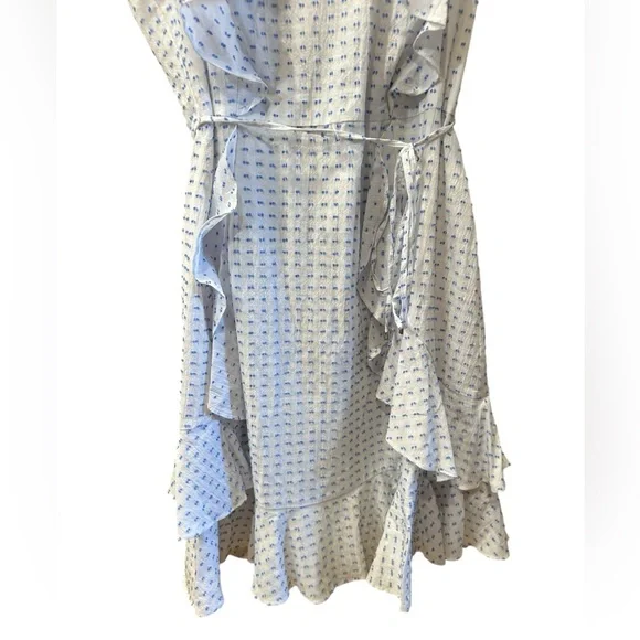 Tommy Hilfiger White and Blue Ruffled Sleeveless Dress - Picture 2 of 16